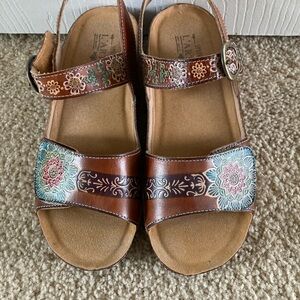 L'Artiste by Spring Step Floral Brown Sandals